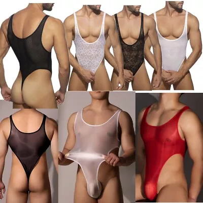 Mens Sleeveless Thong Leotard Bodysuit One Piece Wrestling Singlet Undershirt • $9.39