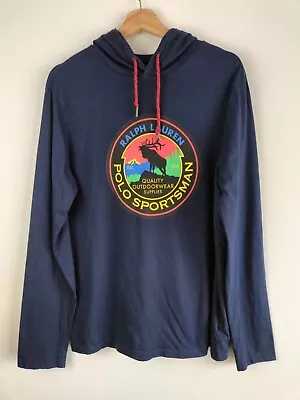 Ralph Lauren Polo Country Navy Light Long Sleeve Cotton Hoodie - Men's Medium • £34.95