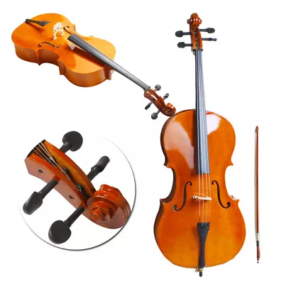 4/4 Full Size Natural BassWood Cello Set With Bag+Bow+Bridge+Rosin • $157.99