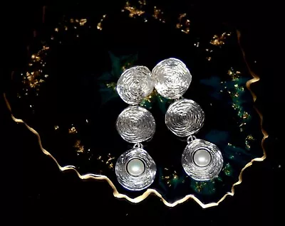 Israel Designer Hagit Gorali 925 Silver Earrings With Pearls • $165