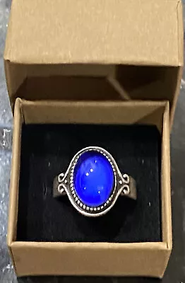 Antique Style Silver Plated Mood Ring Size 7.5 + Gift Box + Color Chart • $9.99