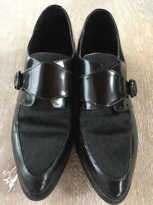 Black Patent Leather / Pony Hair Derby Shoe Size 10 Vanishing Elephant • $80
