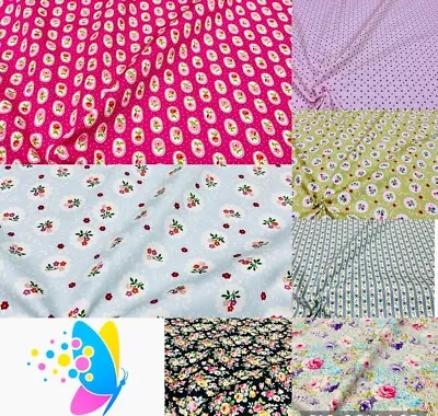 Floral Polka Dot 100 % Cotton Fabric (Per Metre) - Simply Sew Crafty • £8.99