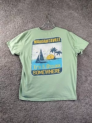 Margaritaville Shirt Mens XL Green Its 5 O Clock Somewhere Jimmy Buffet Pocket • $17.99