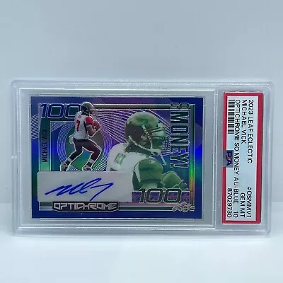 MICHAEL VICK /8 BLUE AUTO PSA 10 - 2023 Leaf NFL Eclectic Football SSP • $79.99