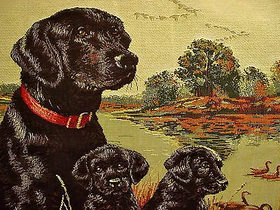 Black Labrador Dog & Puppies Tapestry Pillow Cover  • $49.99