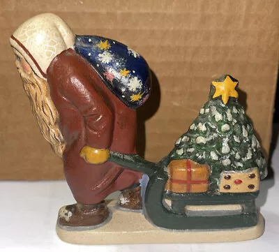 VAILLANCOURT Folk Art - 1995 Santa Pulling Sleigh- 3.5   Limited Edition 228/250 • $475.99