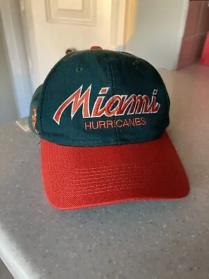 Miami Hurricanes Hat Sports Specialties Script Snapback Cap Green Orange Vintage • $45