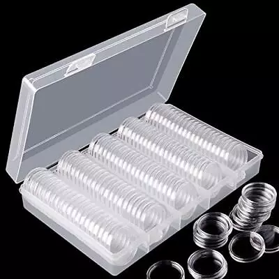 100 Pieces 25 Mm Coin Capsules Case Holder With Plastic Storage Organizer Box US • $13.91