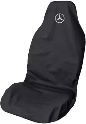 Mercedes Merc Logo Waterproof H/duty LARGE Black Front Car Seat Cover Protector • £26.95