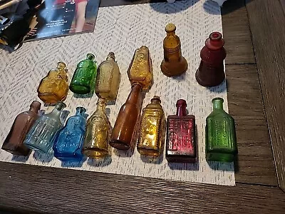 Vintage Wheaton Miniature Colored Glass Bottles Taiwan Bitters Lot Of 14 • $22.20
