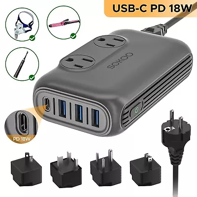 220V To 110V Step Down Voltage Converter 230W Power Converter 2-Outlet 4 USB • $29.69