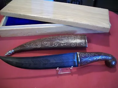 Bill Moran Design Custom Damascus Jambiya Knife With Sheath Oak Box Wire Inlay • $1000