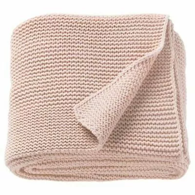 $46.99 • Buy Ikea Ingabritta Throw Pale Pink 51x67  Pink Knitted Soft Blanket FREE SHIP