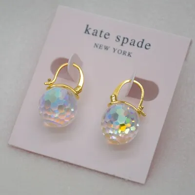 Kate Spade Unique Leverback Gold Cut Crystals Glass Huggie Earrings For Girls • $13.99