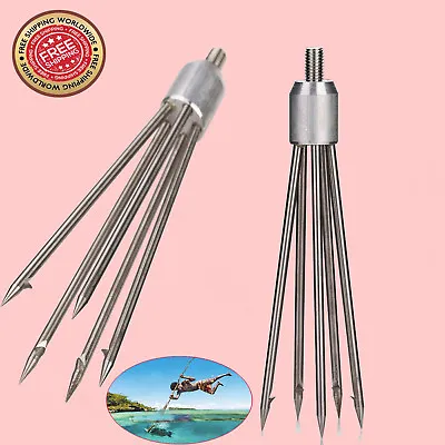 £9.59 • Buy 2Pcs 5-Prong Fishing Gig Fish Frog Eel Salmon Barbed Stainless Spear Long Nut M8