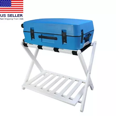 Folding Luggage Rack W/ Strap Tavel Camper Suitcase Shelf Storage Hotel Foldable • $35.32