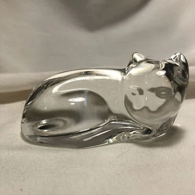 $1.25 • Buy Val St. Lambert France Crystal Cat Figurine Signed By De Sousa NR
