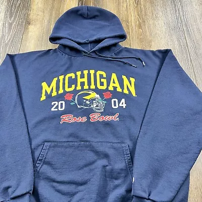 Vintage Michigan Wolverines Sweatshirt Mens XL Blue Hoodie Team Student Sweater • $29.96