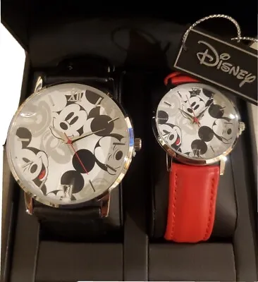 New Authentic Disney Mickey And Minnie Mouse His Her Boxed Watch Set W/Tags Gift • $44.99