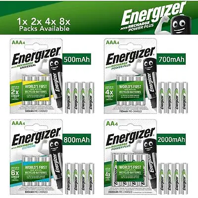 Energizer AA AAA Rechargeable Batteries 500 700 800 2000 MAh Pre Charged Battery • £4.99
