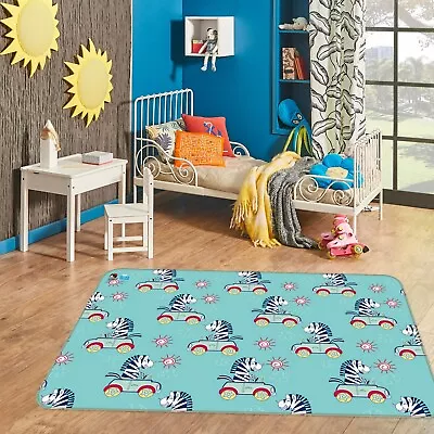 3D Cartoon Zebra Car ZHUA013 Game Non Slip Rug Mat Photo Carpet Zoe • $49.99