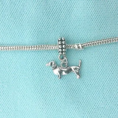 Antique Silver Beautiful DACHSHUND Dog Charm Fit Beaded Bracelet. • $13.99