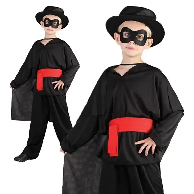 Boys Bandit Costume Boys Zorro Highway Man Book Week Fancy Dress Outfit New • $28.99