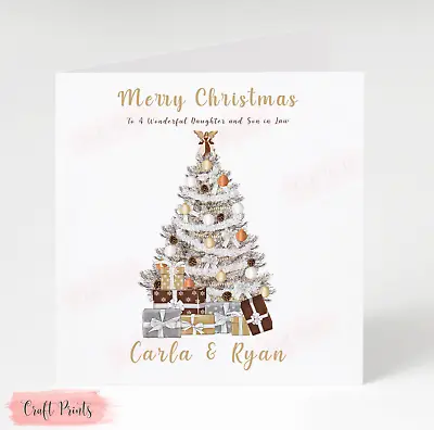 Handmade Personalised Tree Christmas Card Couple Family Friend Daughter Mum • £2.95