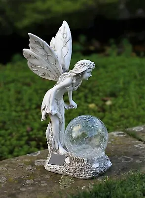 Garden Ornaments Solar Ball Cherub Fairy Angel Figurine Angel Statue 30cm Tall • £14.95
