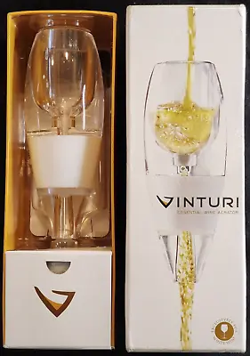 NEW- Vinturi White Wine Aerator With Travel Pouch & Stand - White In Color • $18.99