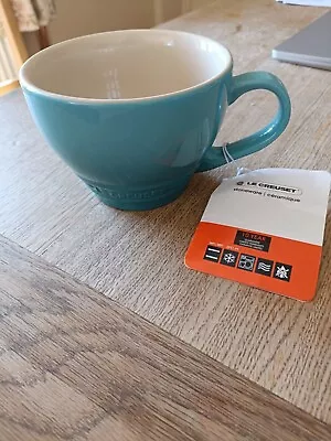 ⭐NEW Super LE CREUSET Grand Cappuccino Cup 400ml Caribbean Teal Excellent Unused • £18