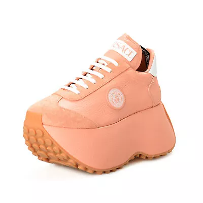 Versace Women's Blush Pink Leather Medusa Logo Platform Sneakers Boots Shoes • $749.99