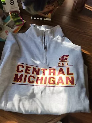 Central Michigan University 1/4 Zip Sweatshirt Light Gray Size XXL Cotton Blend • $40