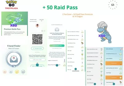 Pokémon Go - 50 Raid Pass + 50 Bagon + Friend Finder Plantinum Plantinum Medal • $5