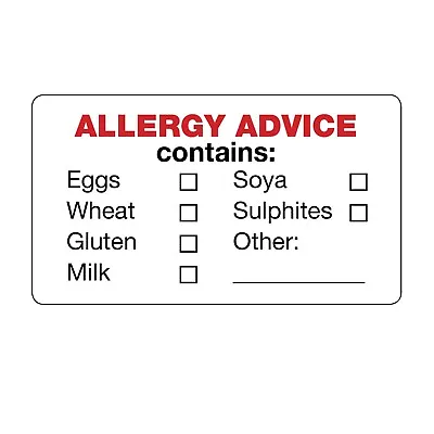 65x Cake Bake Allergen Tick Box Stickers Small Food Allergy Content Labels 1045 • £3.20