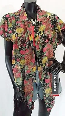 Ladies Vintage 90s Floral Grunge Shirt TOP Blouse Boho Hippy Festival • £9.99