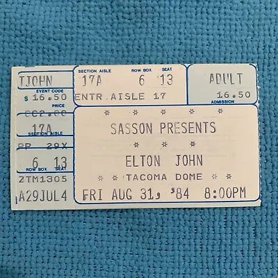 1984 Elton John Ticket Stub Tacoma Dome Washington  • $7.99