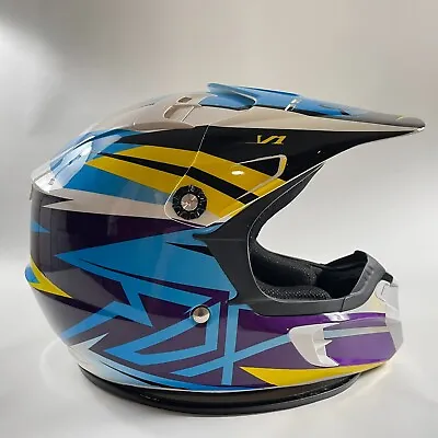 Fox Racing V1 PILOT Helmet Motocross Motorcycle Youth Medium 49-50cm Multi Color • $35.99