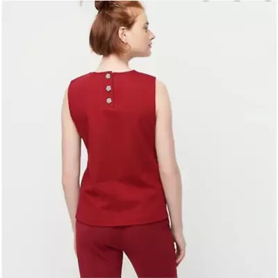 NWT J. Crew Jeweled Button Back Ponte Tank Top Burgundy Size S • $16.99