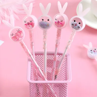 2pcs Random Kawaii Rabbit Ear Sequin Black Ink Gel Pen Ballpoint Pens Stationery • £5.27