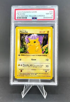 Pikachu 1st Edition 58/102 - Base Set 1999 Pokemon - PSA 8 - US Seller • $164.99