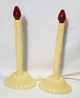 Pair Of Electric Candle Abrum Window Orange Vintage Christmas Candelabra • $21.75