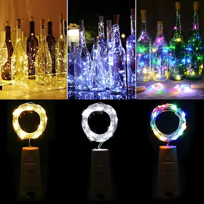 1-12pcs Bottle Fairy String Lights Battery Cork Shaped 2M 20LED Wedding Party UK • £5.99