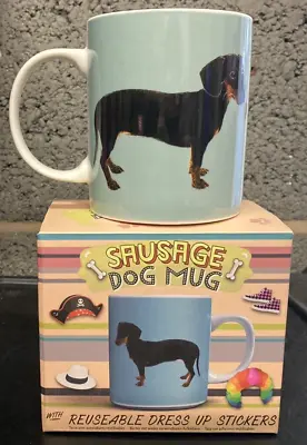 Paladone Sausage Dog Mug With Reusable Dress Up Stickers BRAND NEW & BOXED GIFT. • £4.99