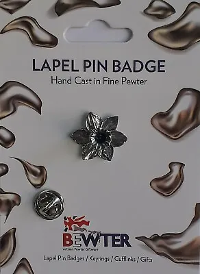 Welsh Daffodil Lapel Pin Badge. Flower Wales Silver Or Gold British Pewter 104/5 • £6.45