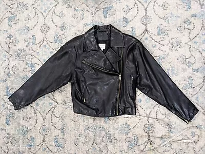 $29 • Buy Sz S Vintage Womens Concepts By VAKKO Black Leather Jacket Zippered