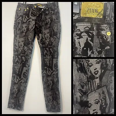 Violet & Pink Marilyn Monroe Jeans Womens Size 11-12 Printed Black Denim • $24.99