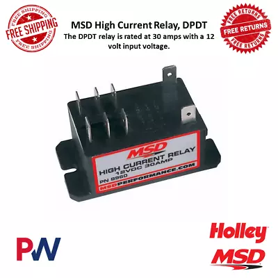 MSD High Current Relay DPDT Rated At 30 Amps With 12 VDC Input Voltage #8960 • $86.05