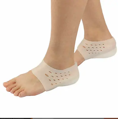 Silicone Invisible Height Lift Heel Pad Breathable Sock Increase Insoles Cushion • £7.99